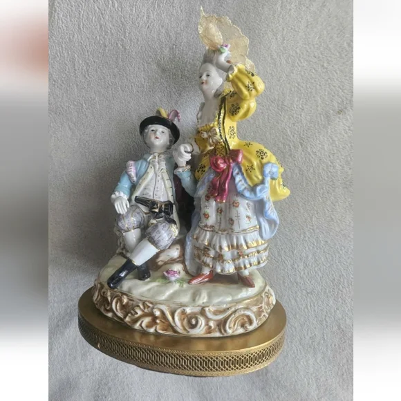 Vintage Dresden Style Romantic French Couple Figurine Large 11 x 8.1/4